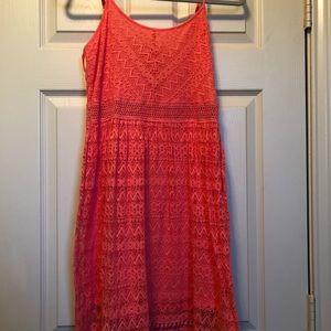 Coral lace dress